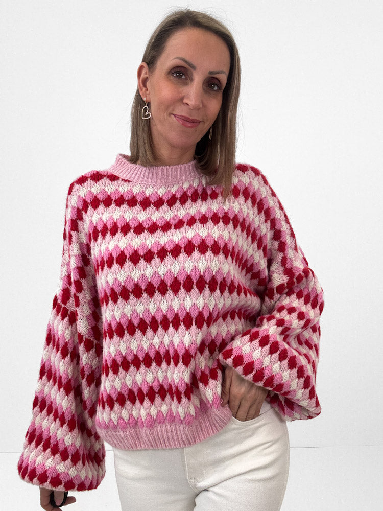 "Bubble Candy" weicher Pullover mit Lana Wolle - rosa