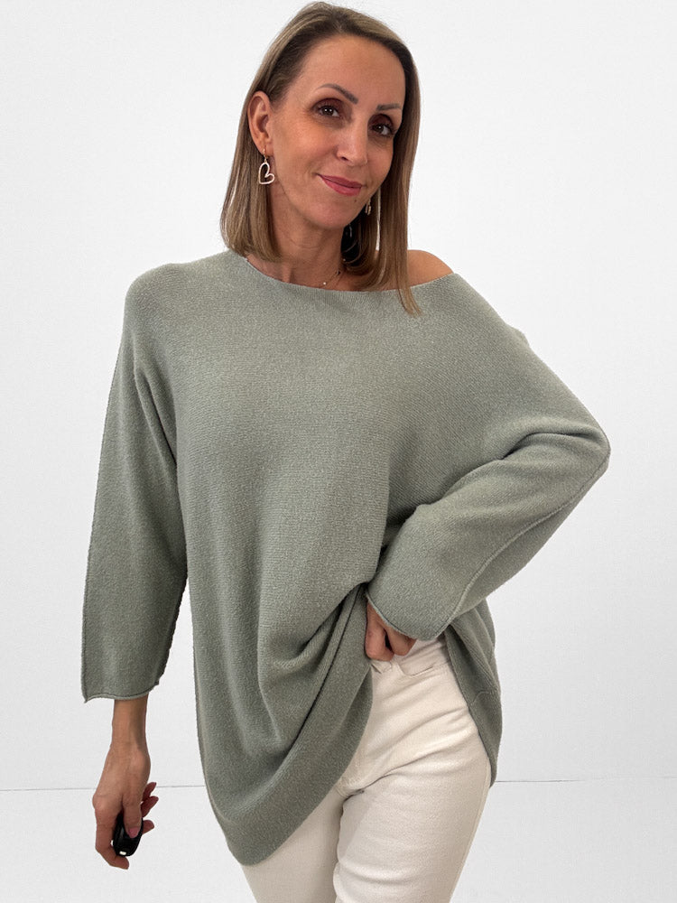 "Vicenza Long" weicher Pullover mit Viscose - salbei