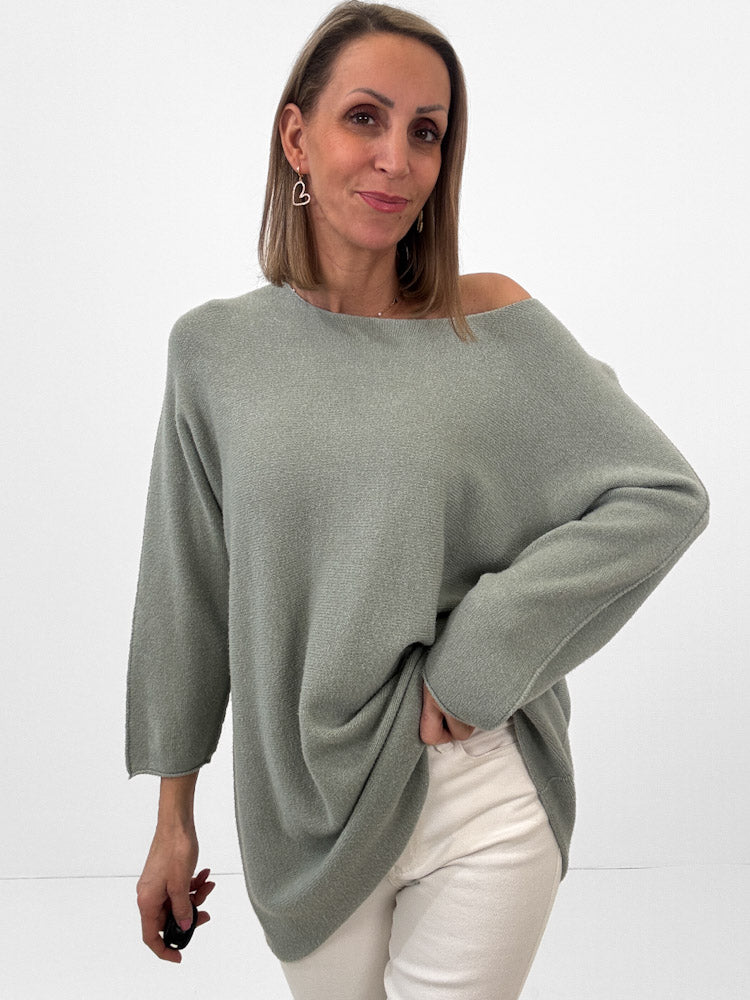 "Vicenza Long" weicher Pullover mit Viscose - salbei