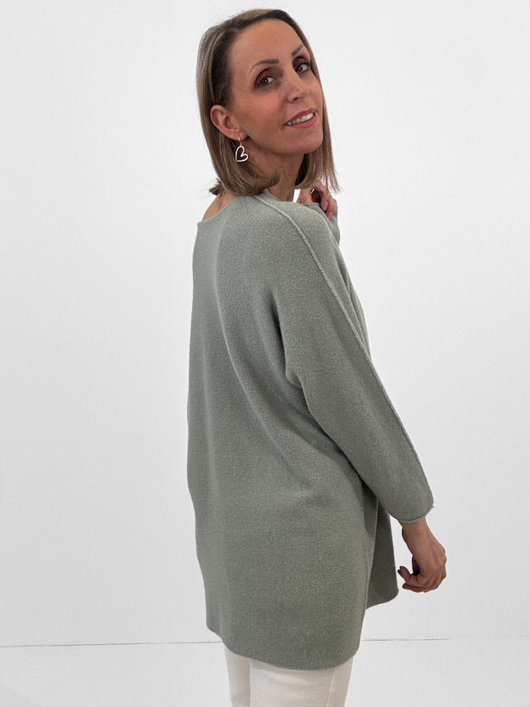 "Vicenza Long" weicher Pullover mit Viscose - salbei
