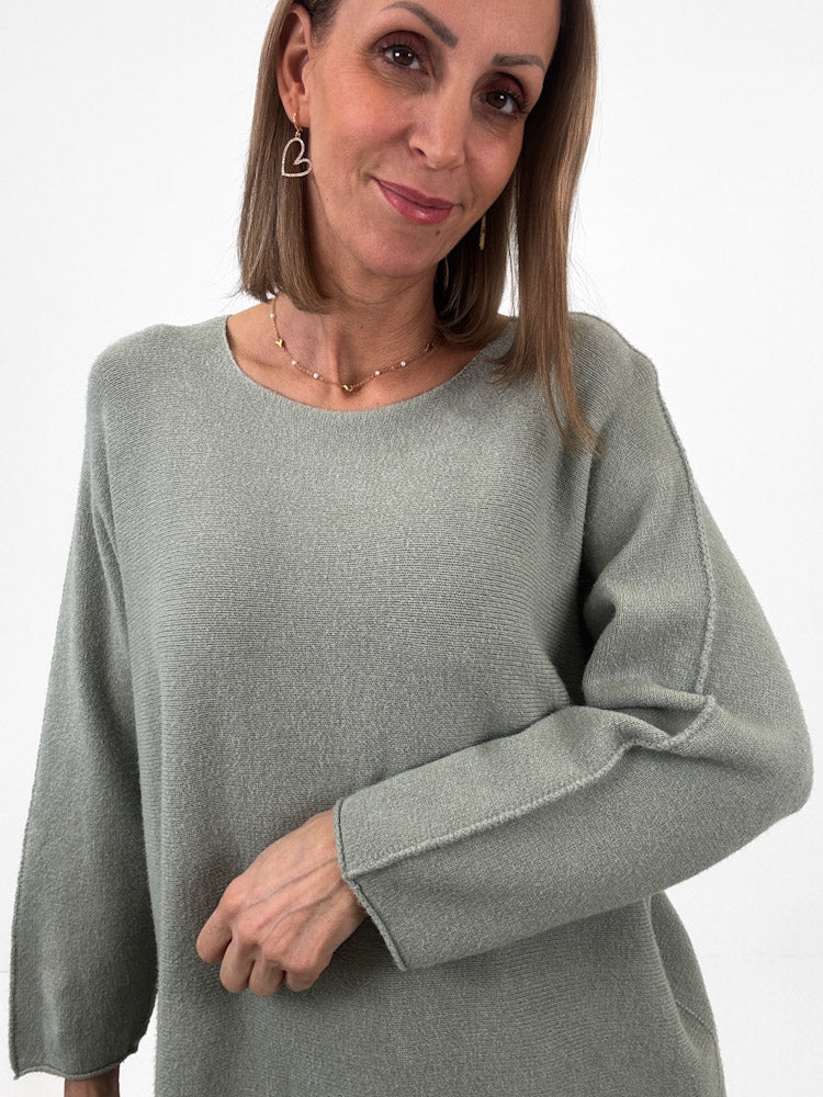 "Vicenza Long" weicher Pullover mit Viscose - salbei