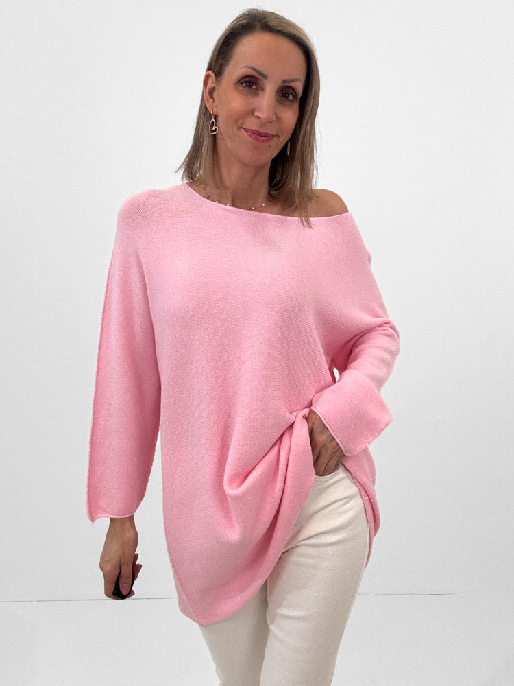 "Vicenza Long" weicher Pullover mit Viscose - rosa