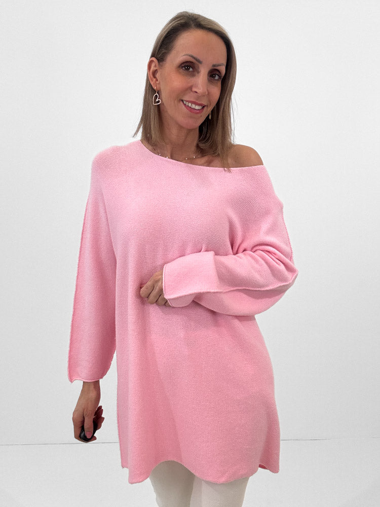 "Vicenza Long" weicher Pullover mit Viscose - rosa