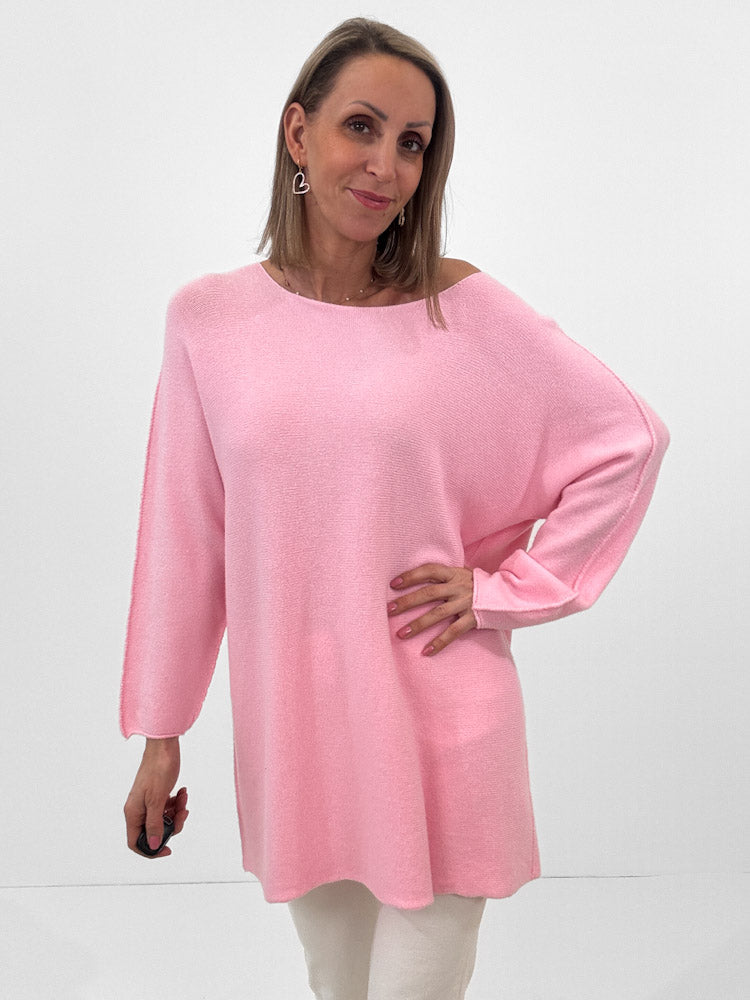 "Vicenza Long" weicher Pullover mit Viscose - rosa