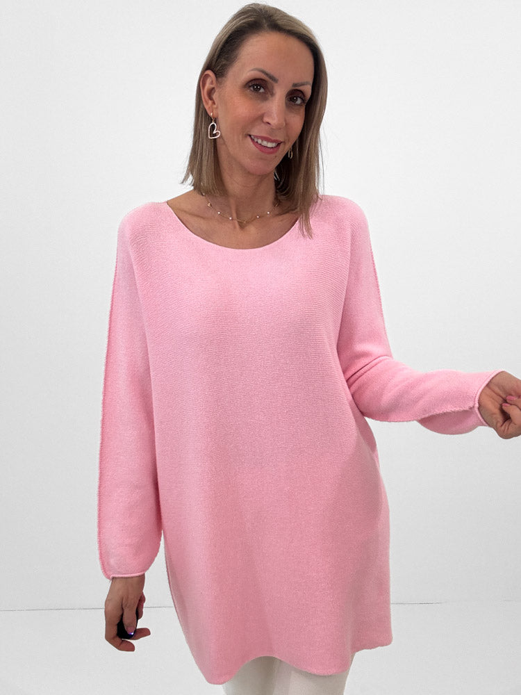 "Vicenza Long" weicher Pullover mit Viscose - rosa