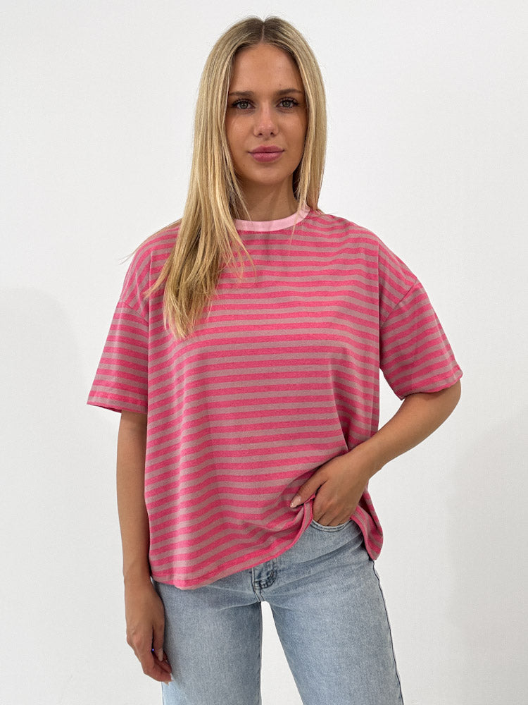 "Noa Linea" tolles Streifenshirt aus Baumwolle - washing rosa/pink