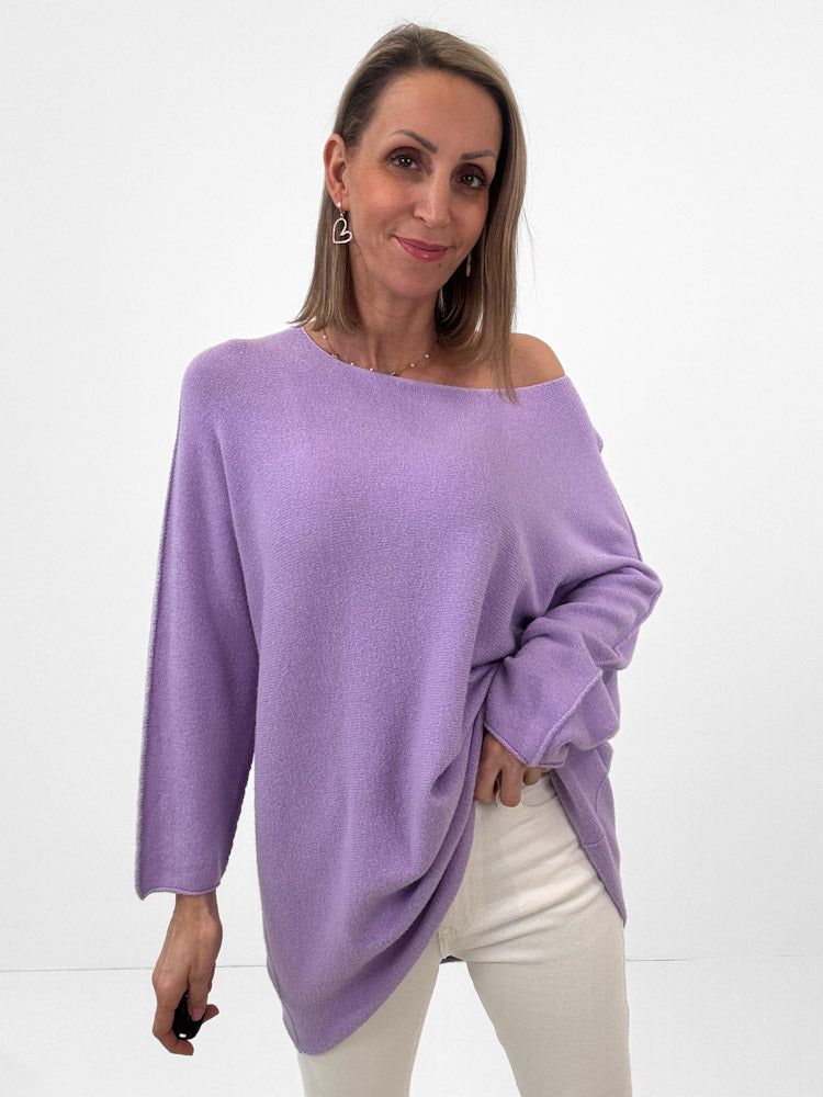 "Vicenza Long" weicher Pullover mit Viscose - flieder