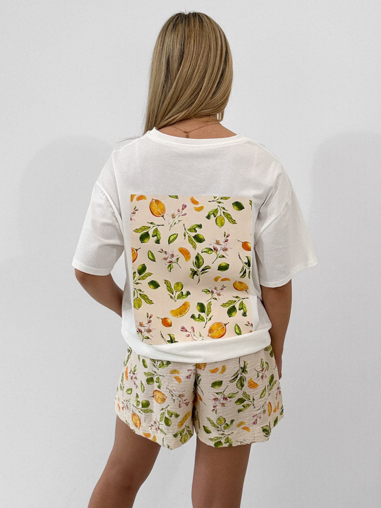 "Lemon" Shirt mit Statement - weiß