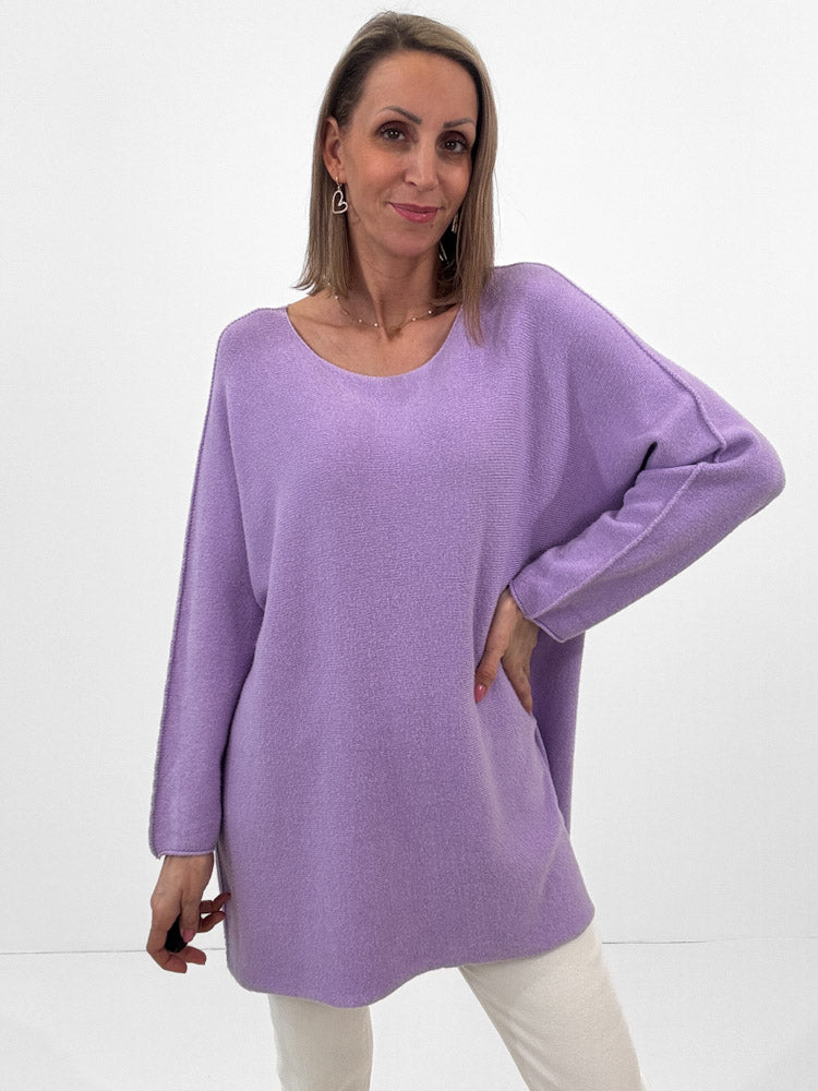 "Vicenza Long" weicher Pullover mit Viscose - flieder