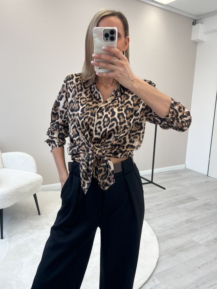 "Silky Leo" weiche Bluse aus Viscose - beige