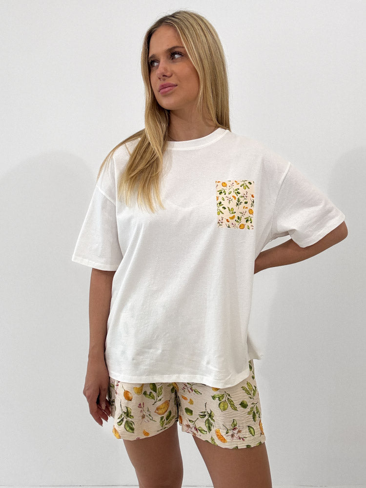 "Lemon" Shirt mit Statement - weiß
