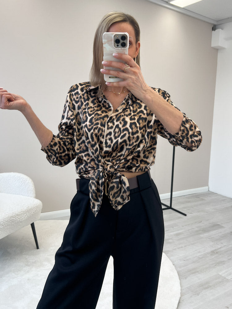 "Silky Leo" weiche Bluse aus Viscose - beige