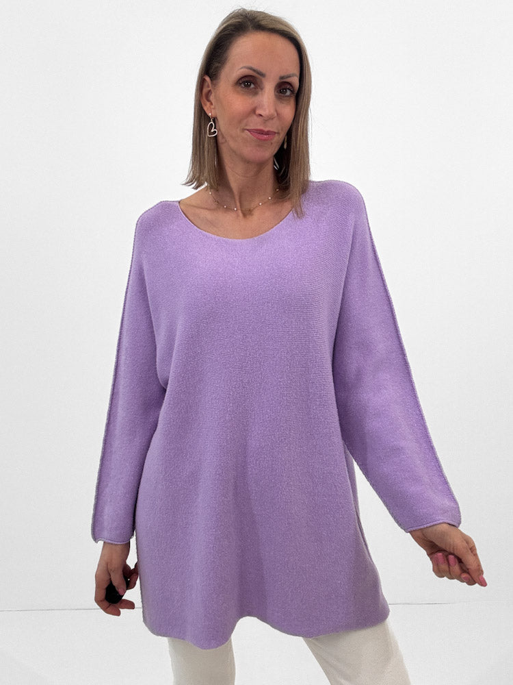 "Vicenza Long" weicher Pullover mit Viscose - flieder