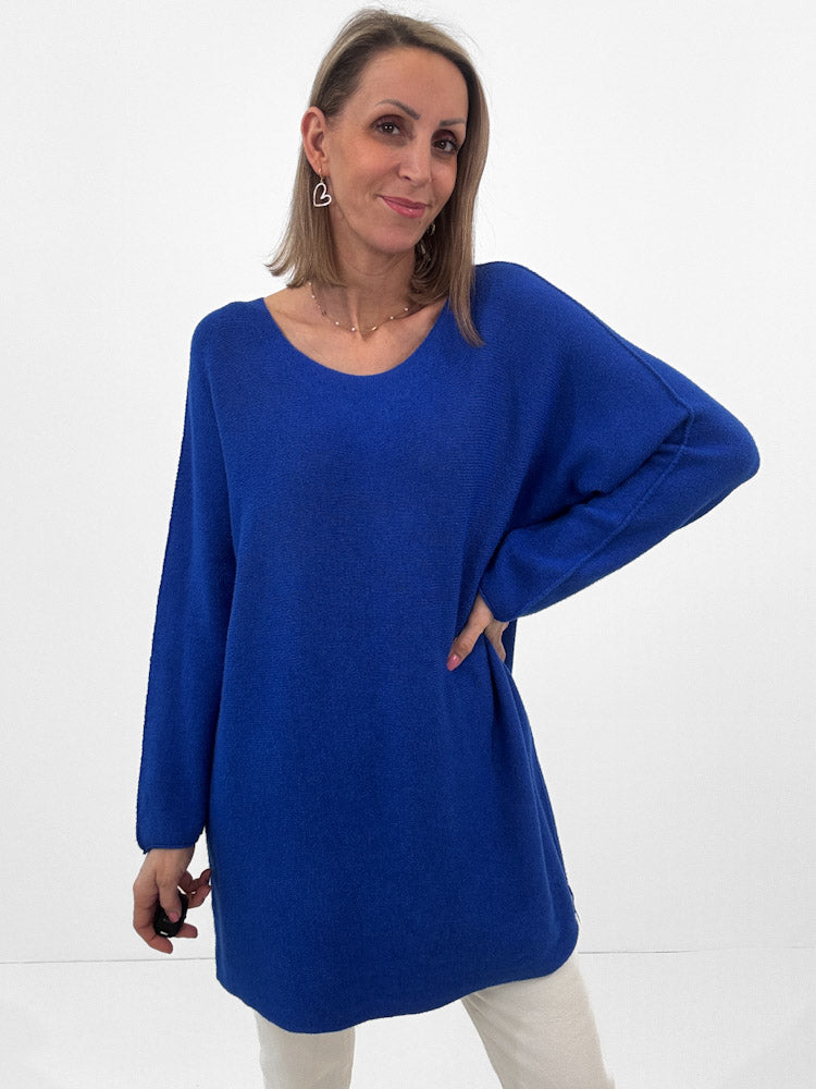 "Vicenza Long" weicher Pullover mit Viscose - royalblau