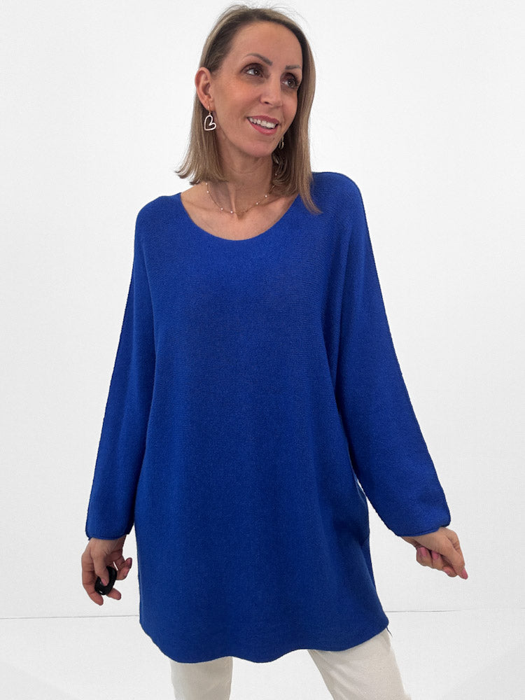 "Vicenza Long" weicher Pullover mit Viscose - royalblau