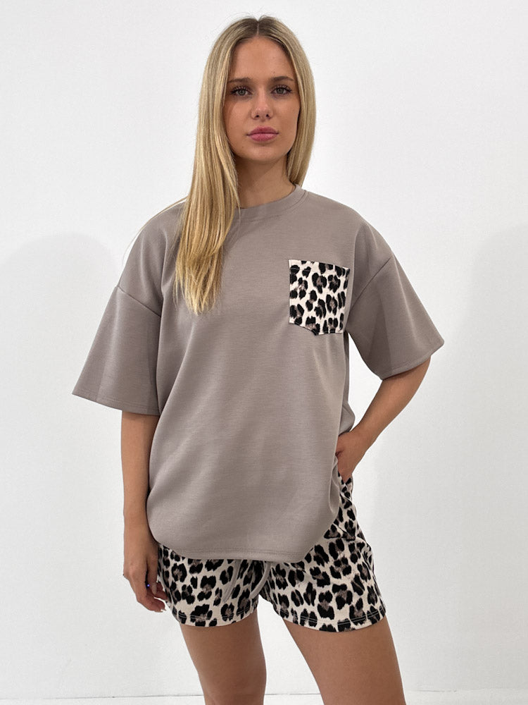 "Leo Vibes Set" Shirt & Short aus Viscose - mocca