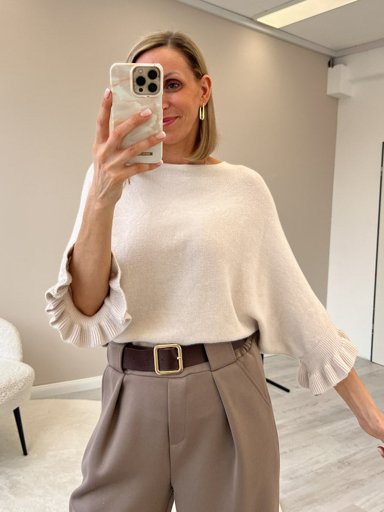 "Vicenza Volant" weicher Pullover mit Viscose - beige