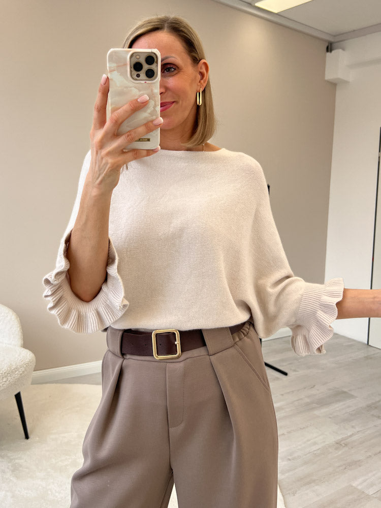 "Vicenza Volant" weicher Pullover mit Viscose - beige