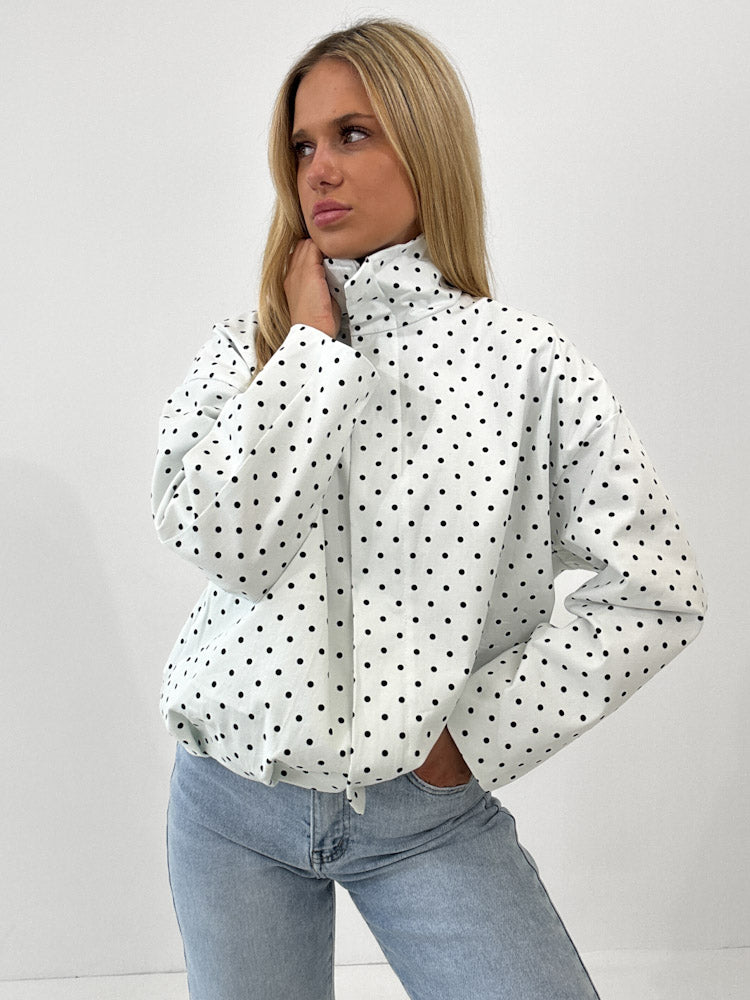 "Mon Amour Dots" stylische Jacke aus Baumwolle - weiß/ schwarz