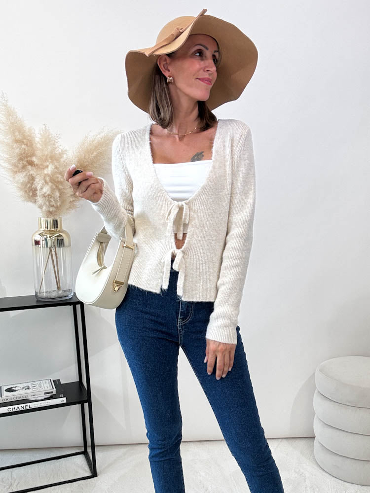 "Naima" feiner Cardigan - creme