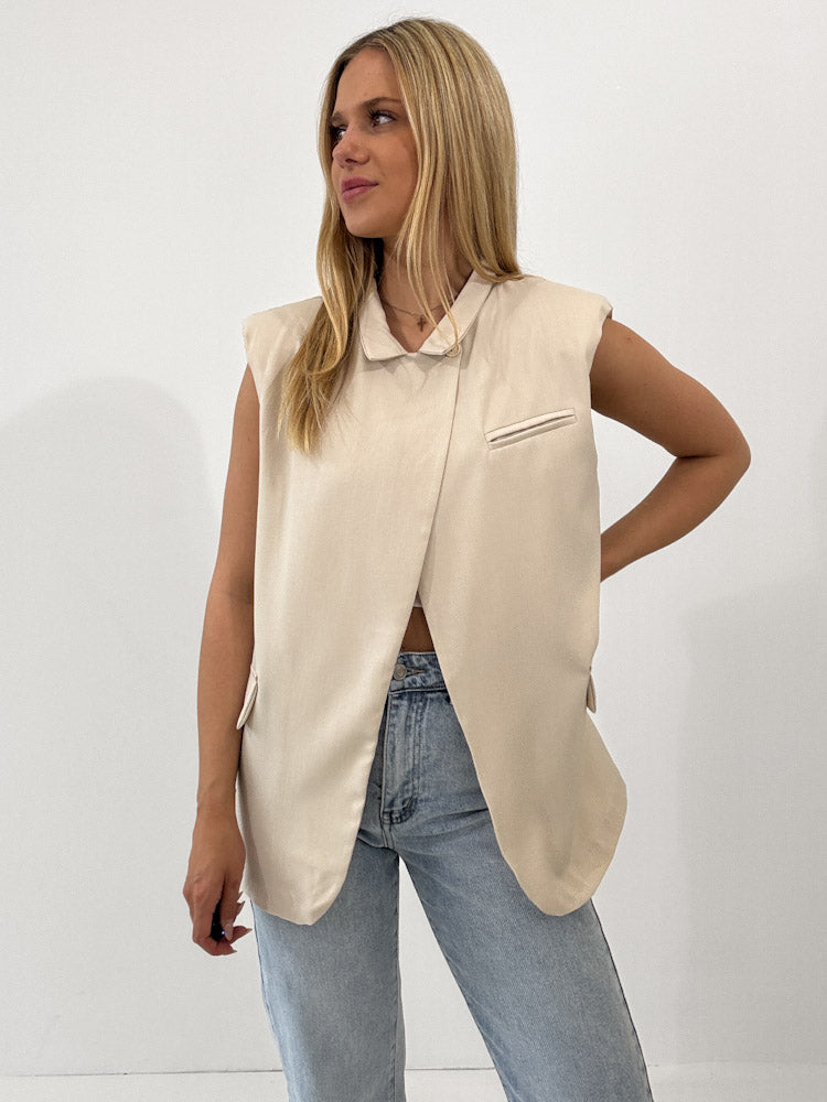 "Veloria" elegante Blazerweste - beige