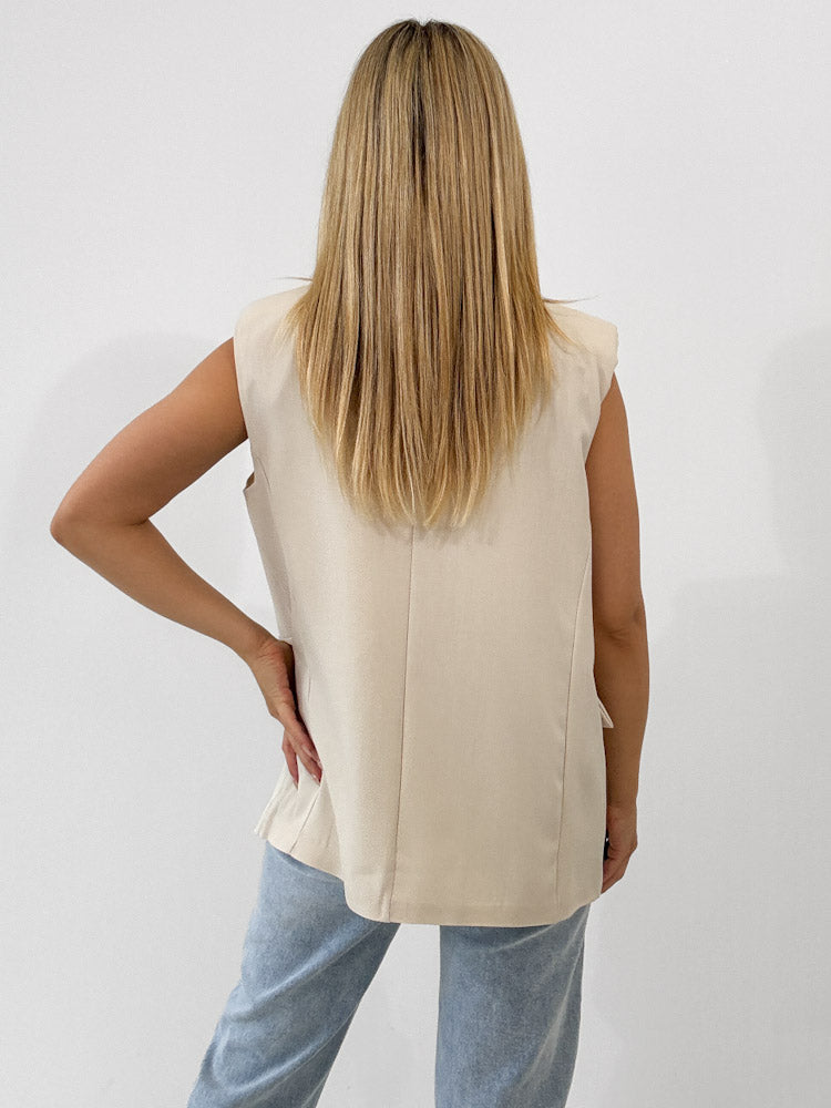 "Veloria" elegante Blazerweste - beige
