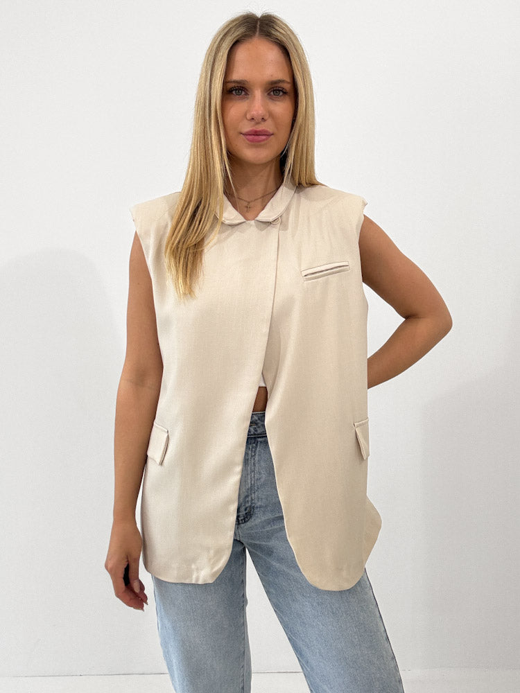 "Veloria" elegante Blazerweste - beige