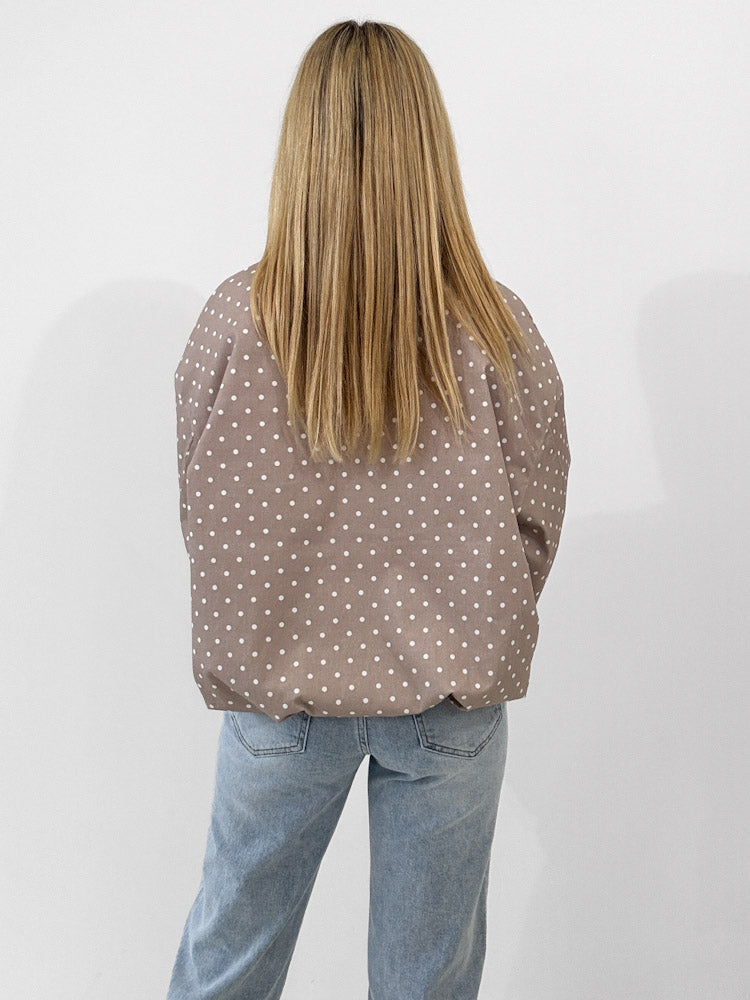 "Mon Amour Dots" stylische Jacke aus Baumwolle - mocca/ weiß