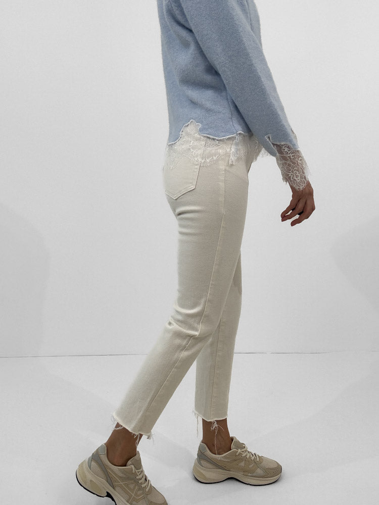 "Turin" stylische Mom Fit Jeans - weiß