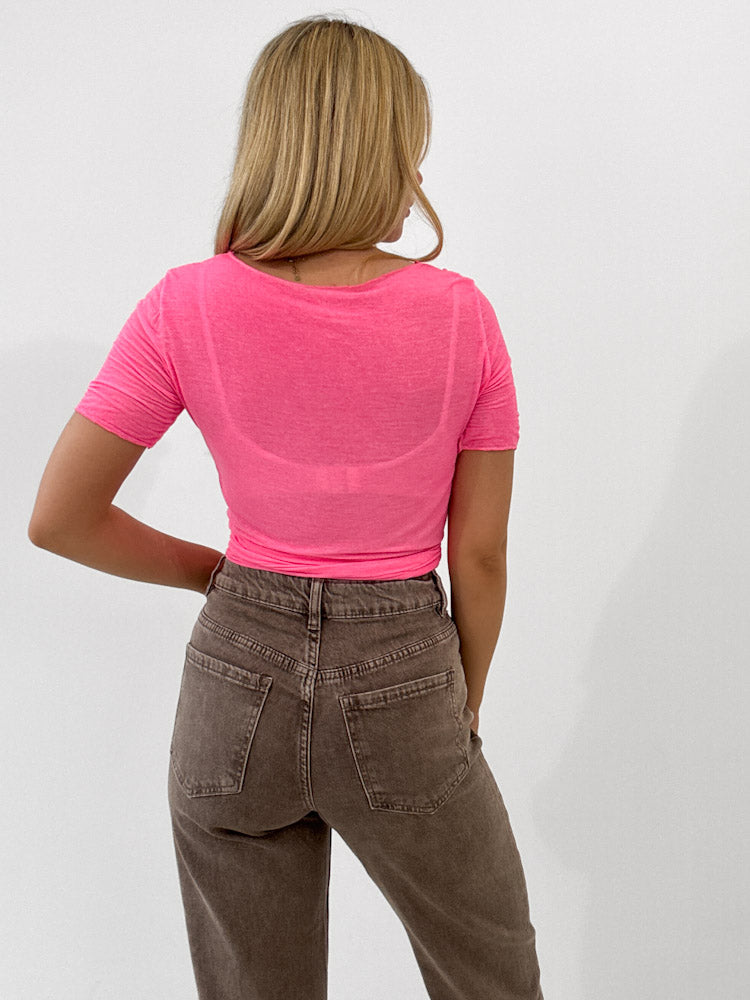 "Fano 2.0" weiches T-Shirt aus Cashmere -  glowy pink