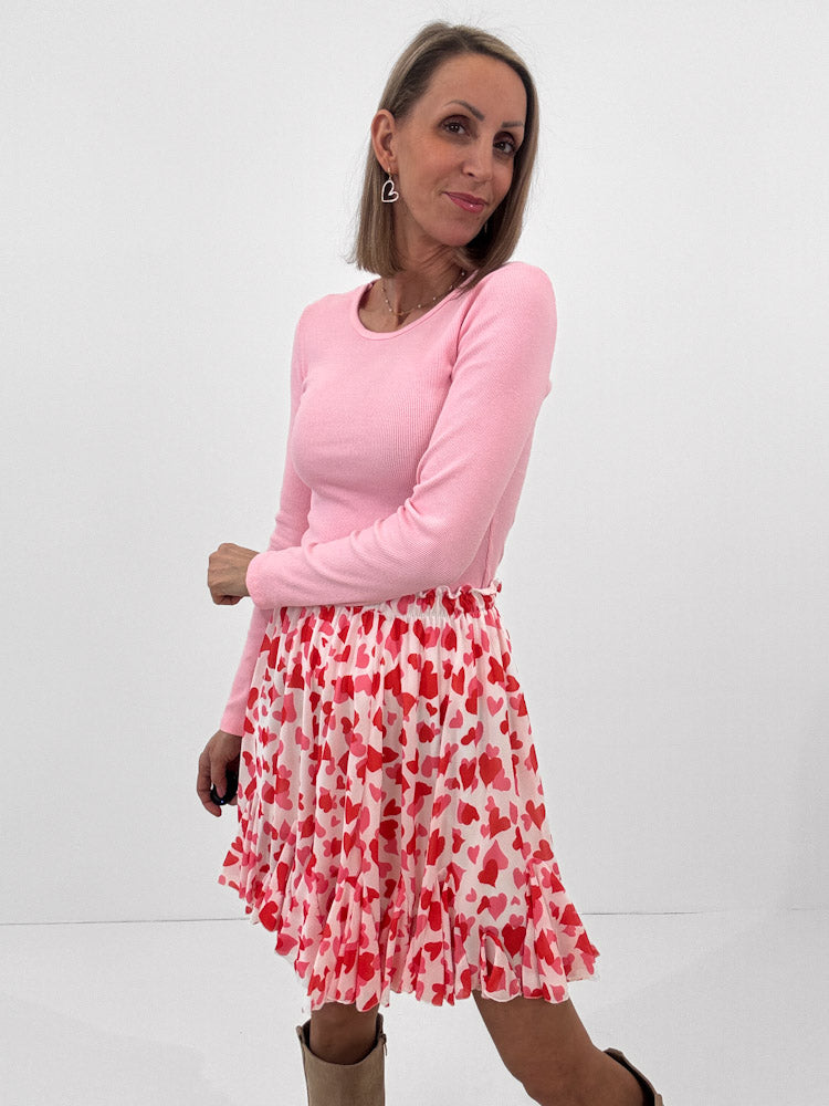 "Bella Heart" Rock aus Viskose - weiß/rosa