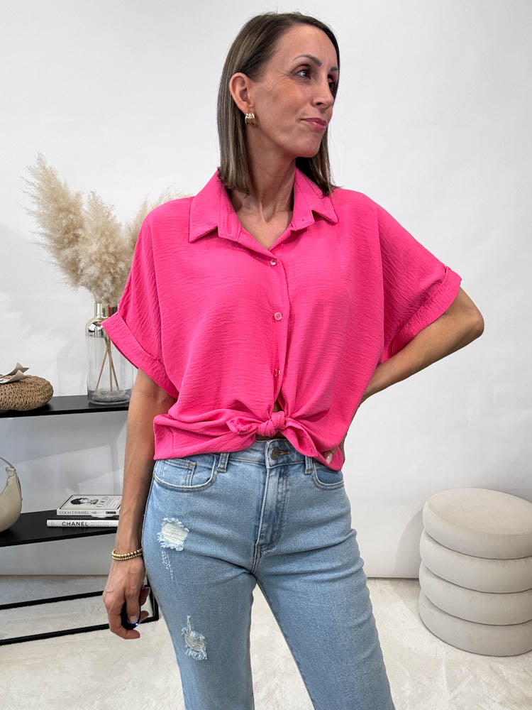 "Sunshine" kurze Bluse - pink