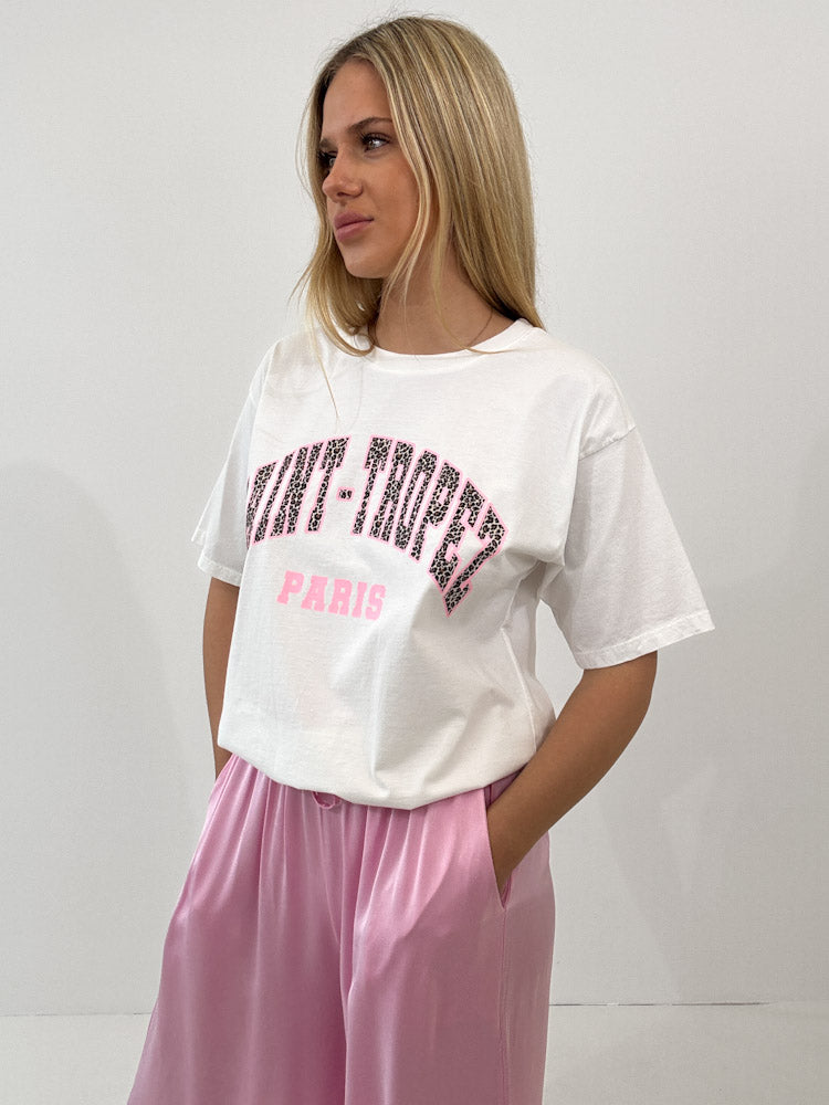 "Saint Tropez" schickes Statement Shirt - weiß