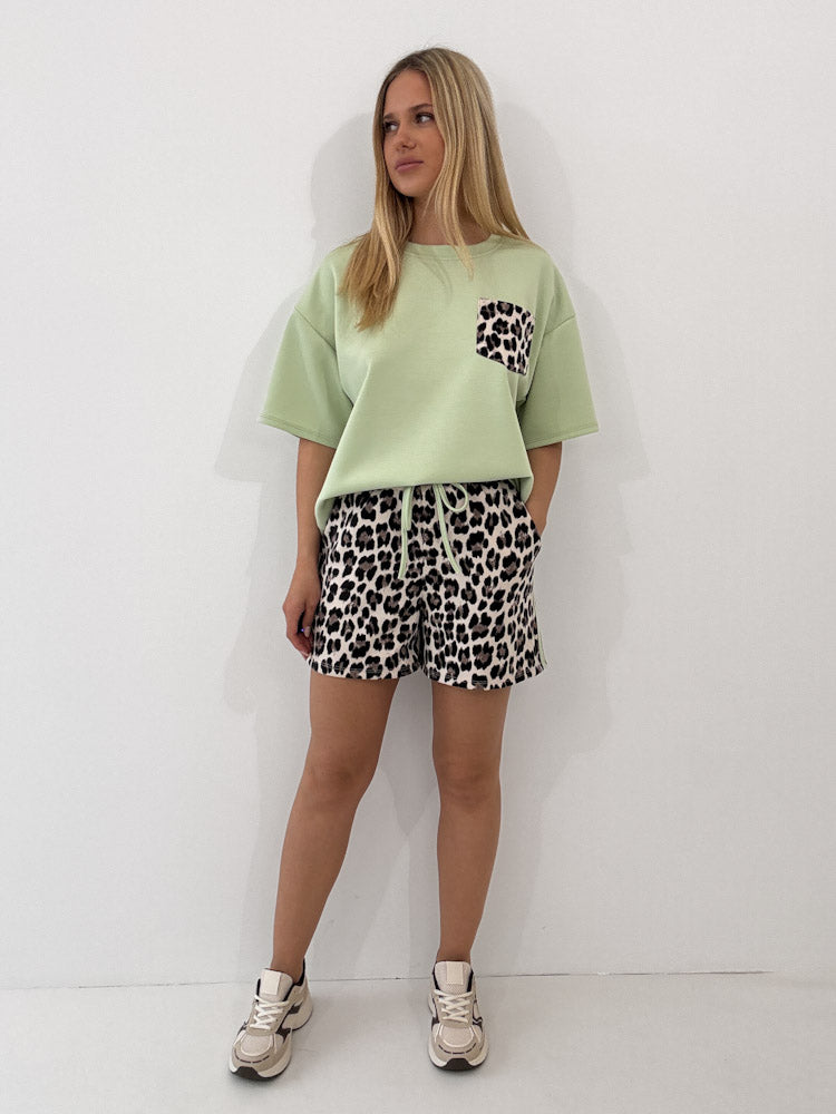 "Leo Vibes Set" Shirt & Short aus Viscose - pistazie
