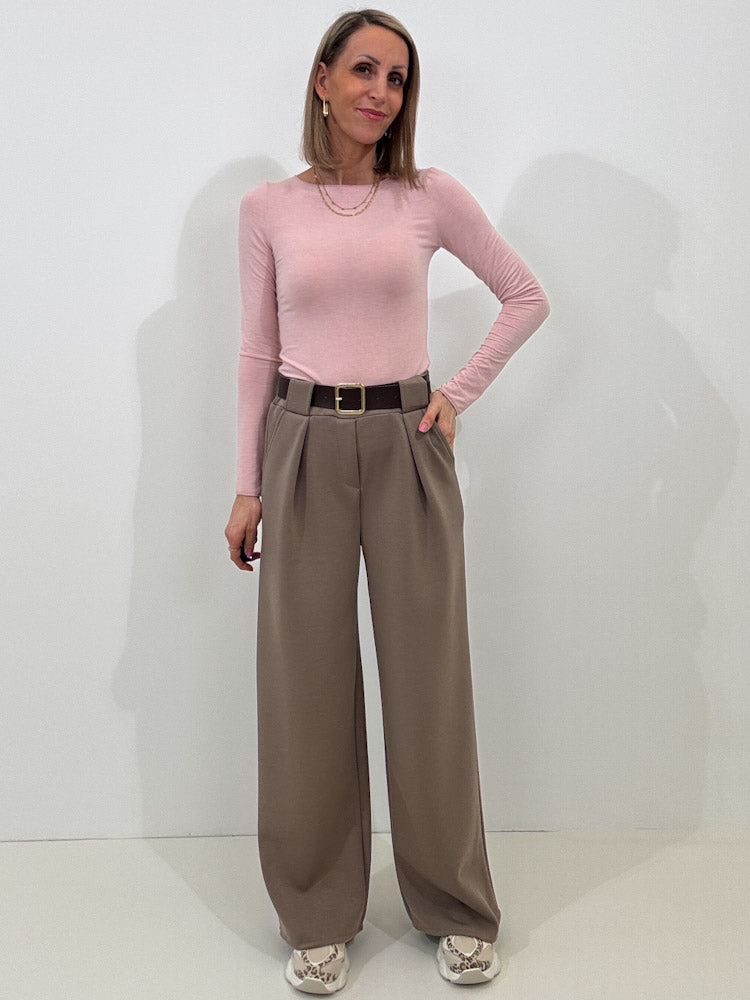 "Pari" elastische Hose aus Viskose  - mocca