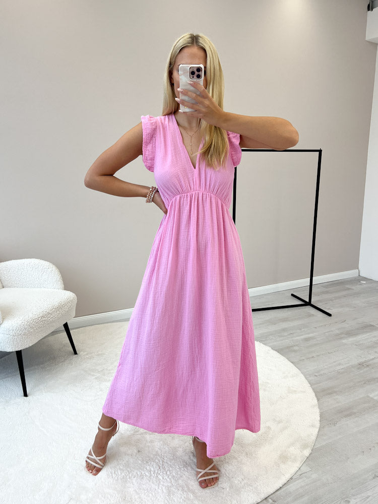 "Pianosa" tolles Maxikleid aus Musselin - candy rosa