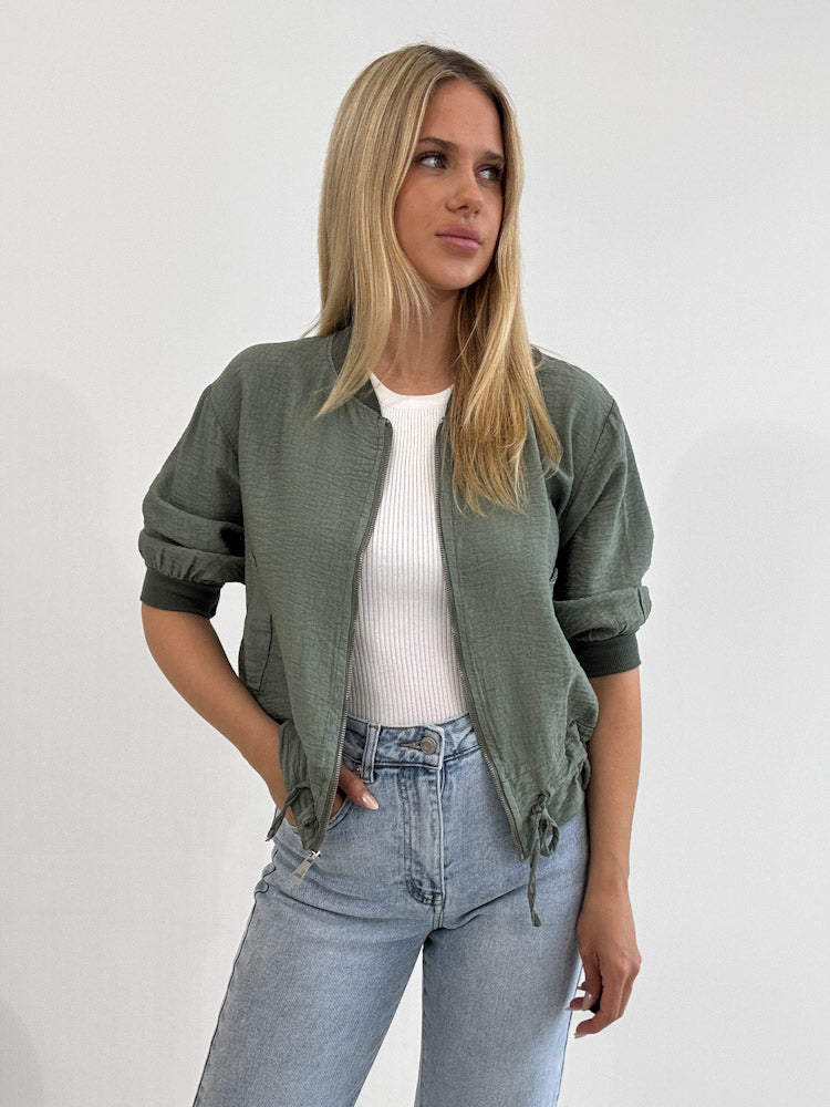 "Trulli" stylischer Blouson aus Viscose - matcha grün
