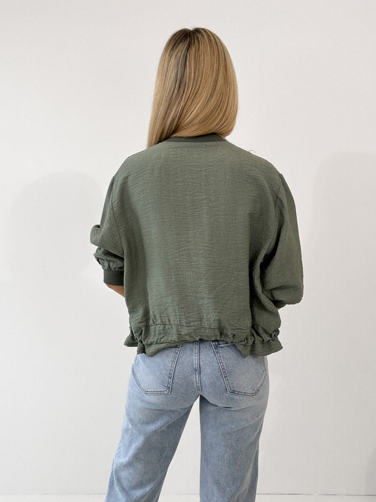 "Trulli" stylischer Blouson aus Viscose - matcha grün