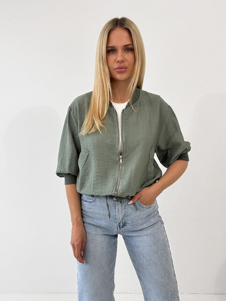 "Trulli" stylischer Blouson aus Viscose - matcha grün