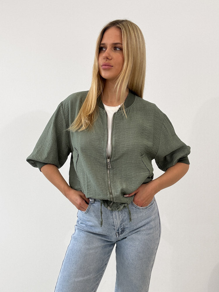 "Trulli" stylischer Blouson aus Viscose - matcha grün