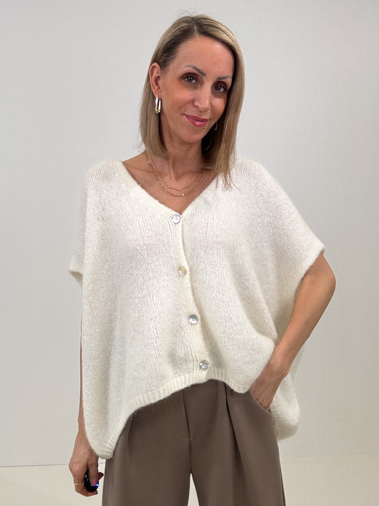 "Florida Vest" kuscheliger Cardigan mit Lana Wolle - creme