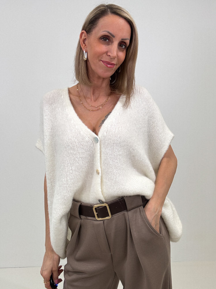 "Florida Vest" kuscheliger Cardigan mit Lana Wolle - creme