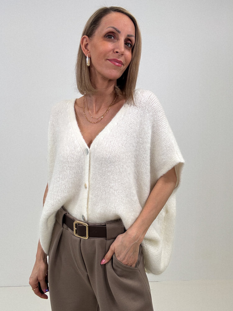 "Florida Vest" kuscheliger Cardigan mit Lana Wolle - creme