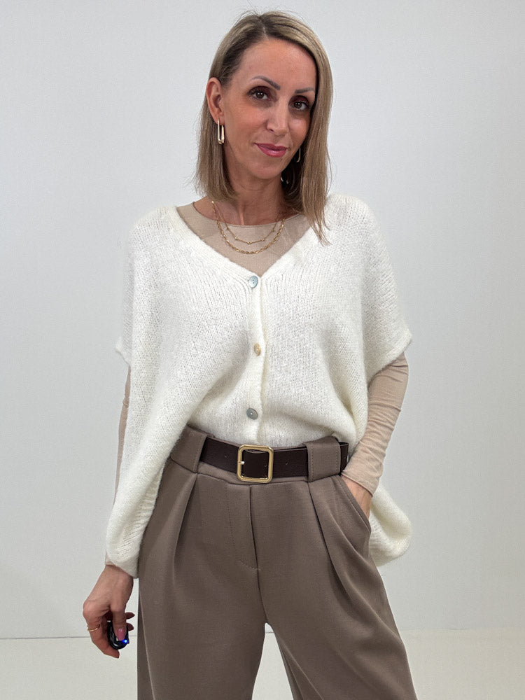 "Florida Vest" kuscheliger Cardigan mit Lana Wolle - creme