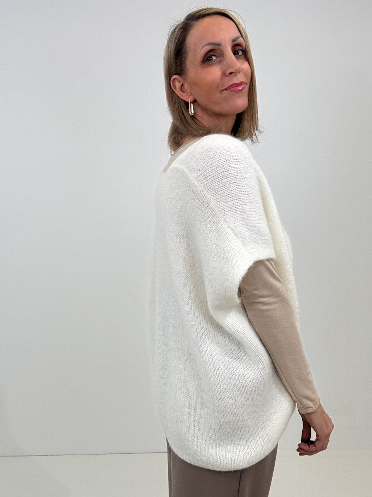 "Florida Vest" kuscheliger Cardigan mit Lana Wolle - creme
