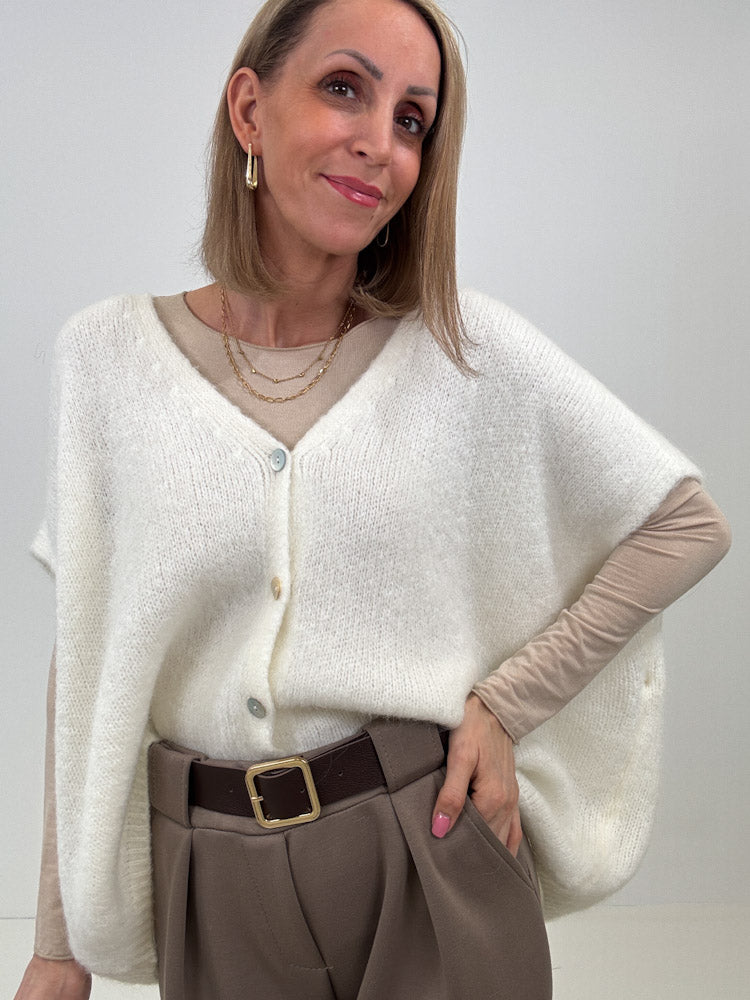 "Florida Vest" kuscheliger Cardigan mit Lana Wolle - creme