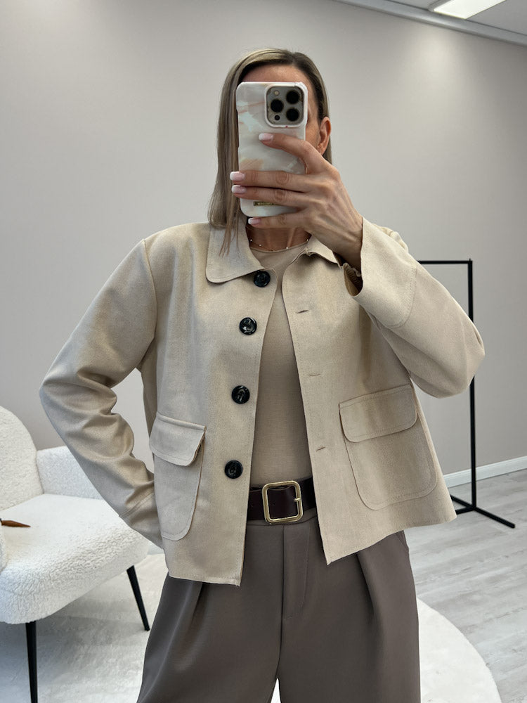 „Nelli“ Jacke in Velourleder Optik  - beige