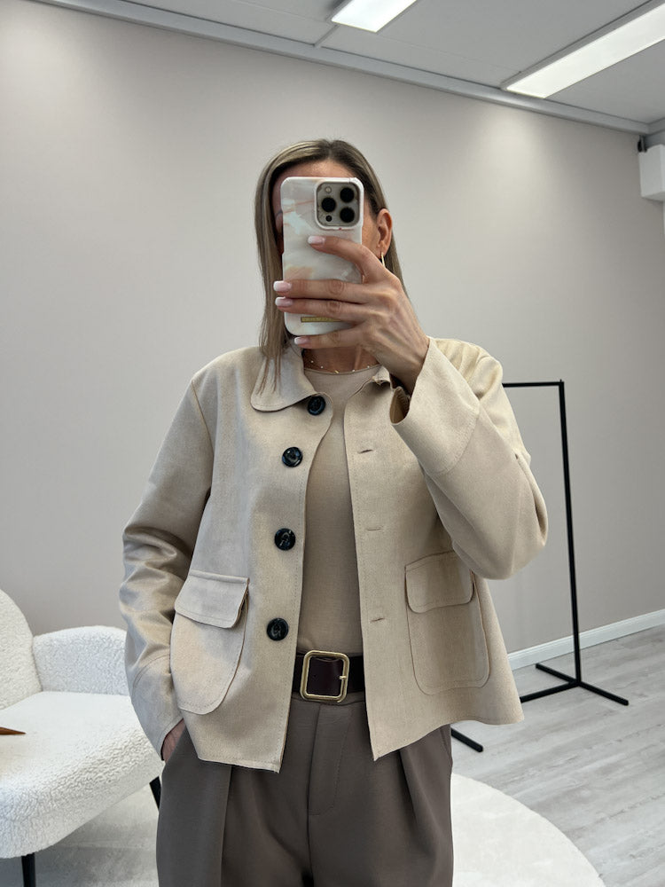 „Nelli“ Jacke in Velourleder Optik  - beige