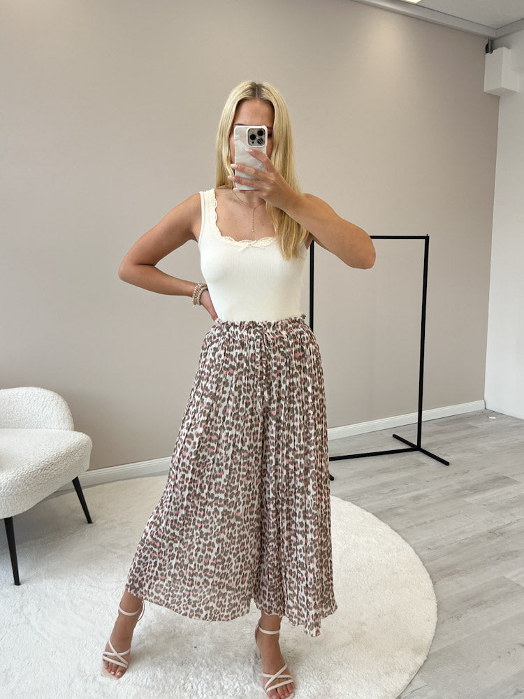 Leo Culotte Plisseehose  - rosa/khaki