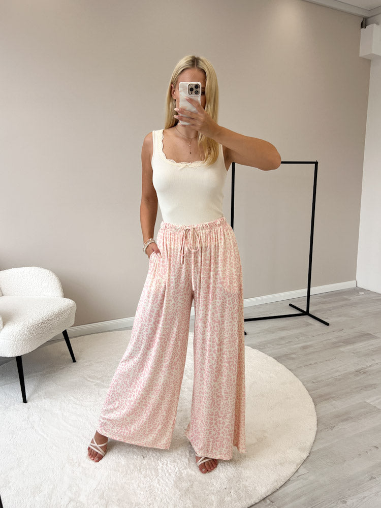 "Pienza Leo" weiche Hose aus Viscose - vanille/rosa